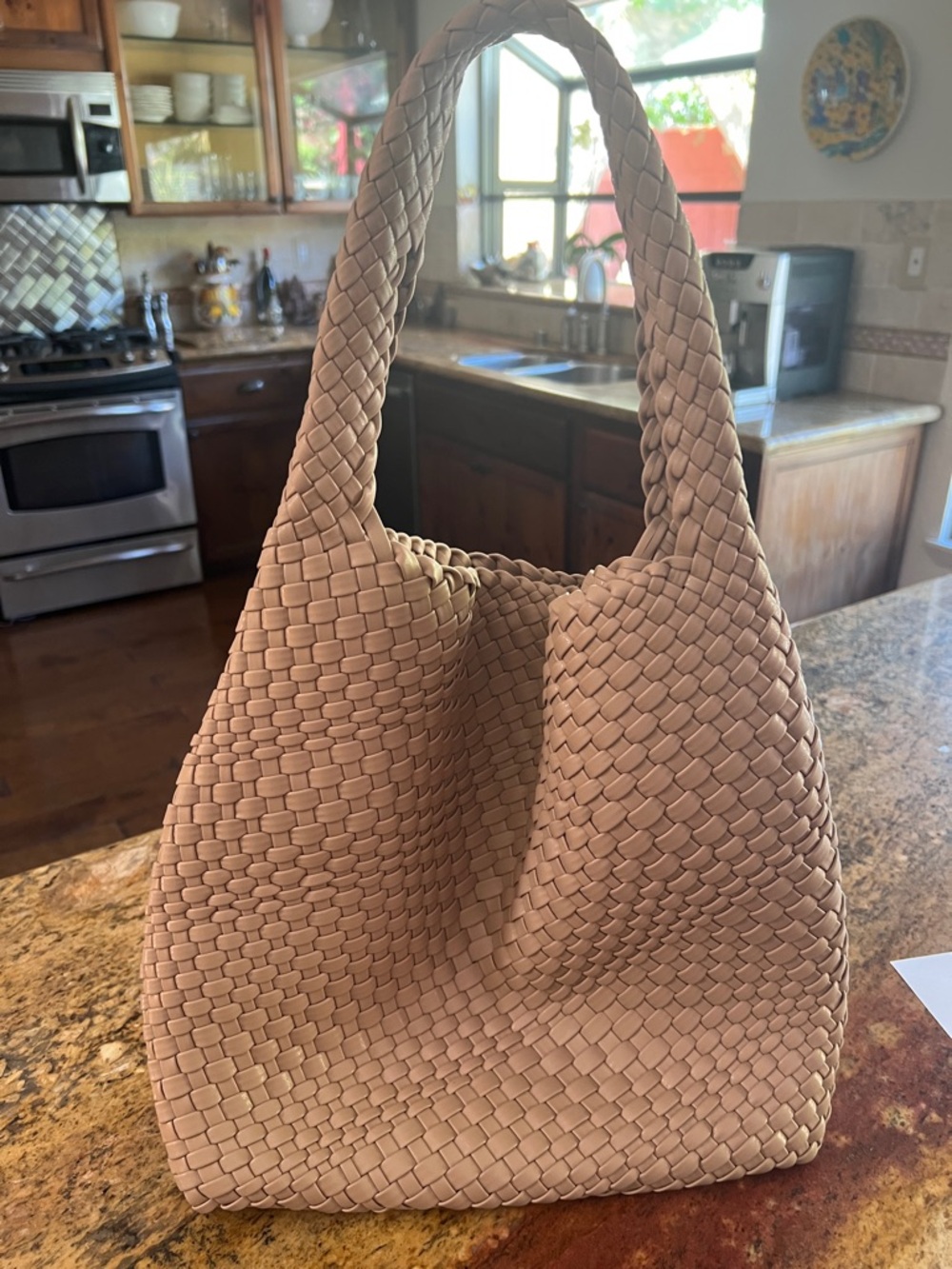 Woven Hobo Shoulder Bag - Taupe